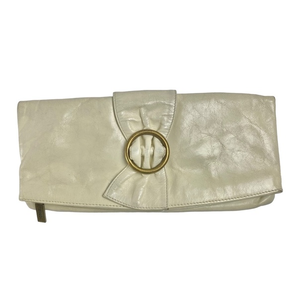 HOBO - leather Fold Up zippered clutch in Off-white - Picture 1 of 9